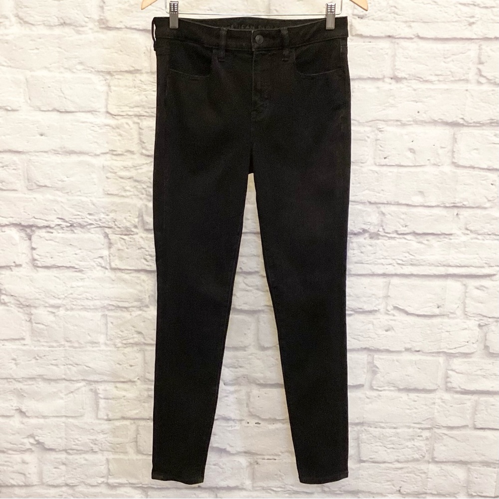 American Eagle 8 Long High Rise Jeggings Black Skinny Women’s Jeans Stretch - Picture 3 of 11